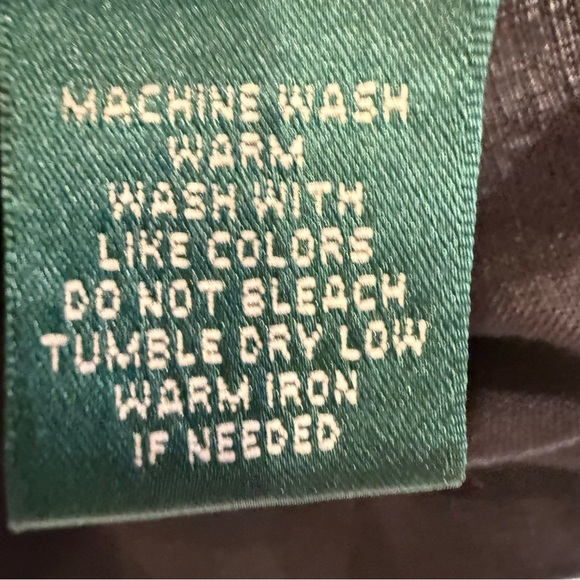 Lauren Ralph Lauren LINEN Button Down Shirt Black Gold Buttons Size L NEW Sz L - Picture 8 of 9